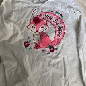 Faded glory, long sleeve shirt with a pink fox on it, L/G 10-12 youth.